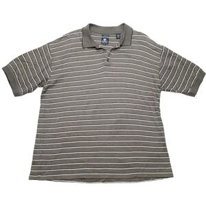 Pebble Beach Polo Shirt Men XL Brown Striped Mercerized Cotton Short Sleeve Golf